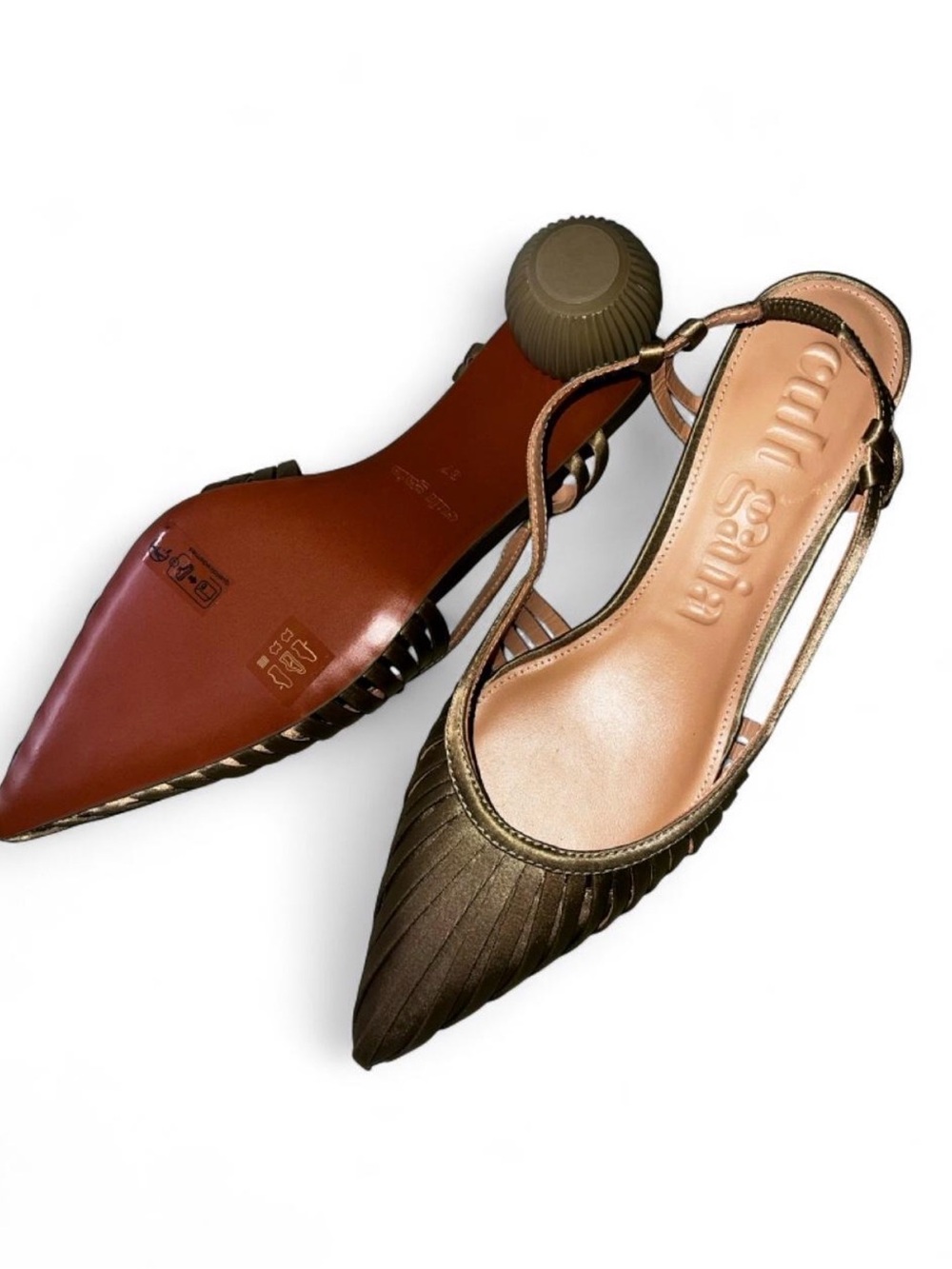 Cult Gaia Olive Green Pointed Slingback Heels